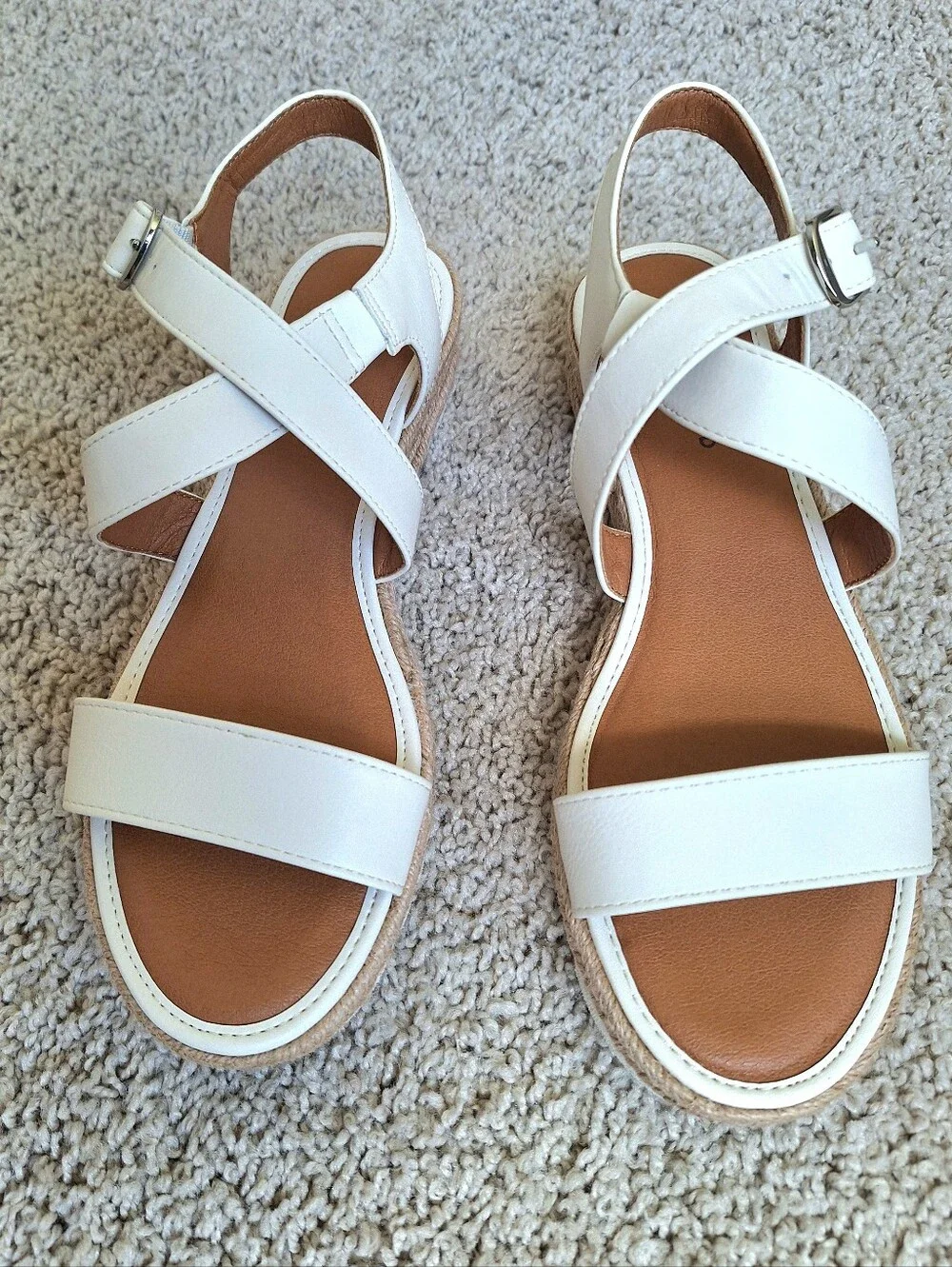 Lucky Brand Women's White Trianna Cross Strap Espadrille Wedge Sandals Size 7.5